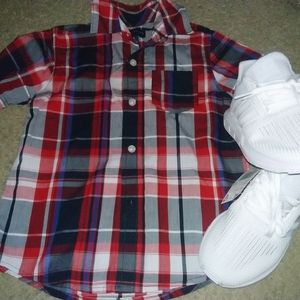 Boys Plaid button Down short sleeve top